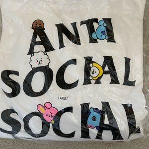 Antisocial social club BT21 brand new white large hoodie BTS
